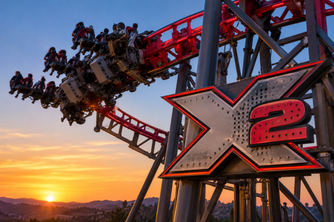 X2 roller coaster at Six Flags Magic Mountain, illustrating the ride's safety history and injury concerns.